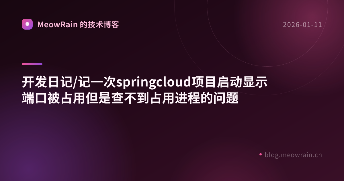 开发日记/记一次springcloud项目启动显示端口被占用但是查不到占用进程的问题 的分享卡片预览